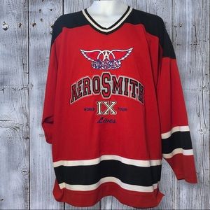 AEROSMITH Nine 9 Lives TOUR Vintage 1998 Hockey Jersey X-LARGE Concert Shirt